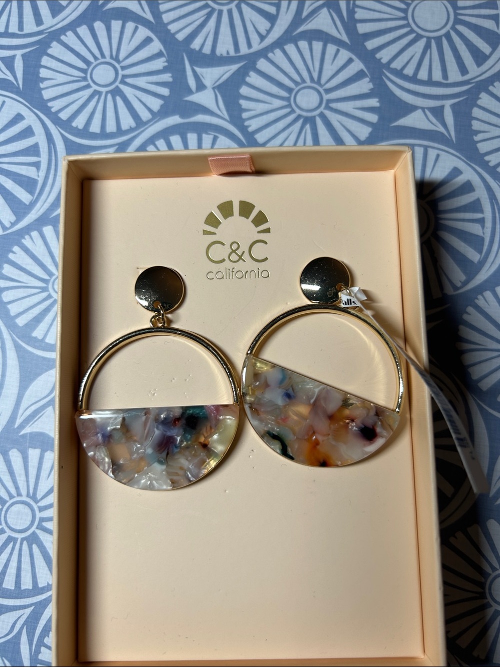 C&C California Gold-Tone Hoop Earrings with Multicolor Terrazzo Inlay